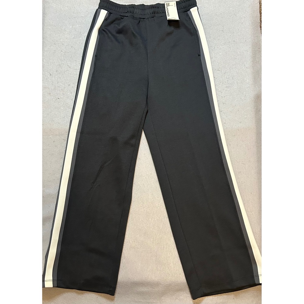 No Boundaries Mens Small Grey Side Stripe Wide Leg Track Pants Ankle Zip NWT
